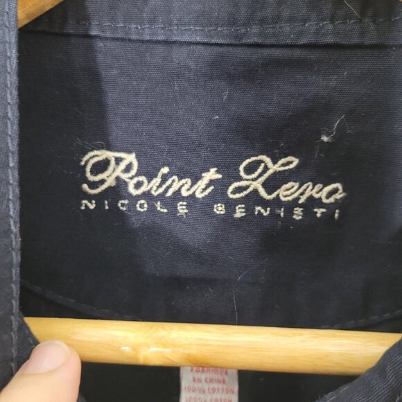 Point Zero | Navy Blue Cotton Casual Button Down Jacket Mock Collar Size Large - Picture 4 of 8